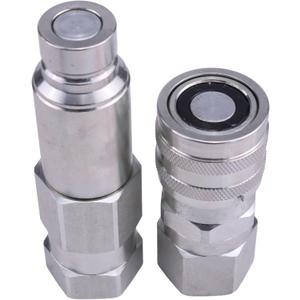 Male & Female Flat Face Coupler Kit 7246777 7246790 Compatible With Bobcat 542 553 653 751 753 763 773 7753 853 863 864 873 963 B100 B200 B250 E08 E10 E32i E35 E42 E45 E55