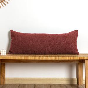 JoraLion 14x36 inch Boucle Lumbar Pillow Cover, Burgundy Woven Texture Neutral Long Pillow Cover Breathable Cushion Case for Couch Sofa Bed Living Room Home Decor (Cover Only)