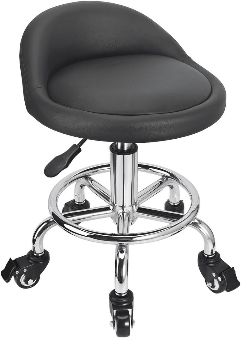 Rolling Stool Low Height Roller Stool Height Adjustable, Shop Stools Low Rolling Chair with Back, Garage Seat Stools Short Work Chair (Style 4), Height: 14.76 - 17.13 Inches