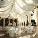 Outpain 30ftx20ft Ivory Backdrop Ceiling Drapes,6Panels 20ft Height Wrinkle Free Tent Draping Curtains, Fabric Drapery Ceiling Drapes for Wedding Ceremony Birthday Theme Parties with Rod Pocket