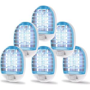 6 Pack Bug Zapper Indoor, Electronic Mosquitoes Killer Zapper with Blue Lights for Living Room, Baby Room, Kitchen, Bedroom(1124)
