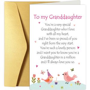 Cute Birthday Card for Granddaughter, Funny Granddaughters Birthday Card from Grandma Grandpa, You're A Very Special Granddaughter, 8 x 5.3 inches
