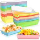 MotBach 7inch 2.5Lb Paper Food Boat Trays Disposable Paper Hot Dog Boat Containers, Colorful Kraft Food Serving Tray Boats Plates for Hotdog Sandwich Popcorn Taco Snack Fries Nacho (100Pack)