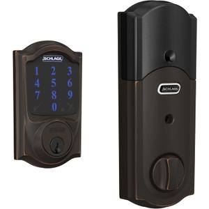 Schlage Connect Smart Deadbolt Lock with Touchscreen Keypad, Keyless Front Door Entry, Z-Wave Plus Compatible, Aged Bronze, BE469ZP CAM 716