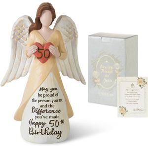 Storieme 50th Birthday Gifts for Her Women: Happy Birthday Gift for Friends Besites Sisters Daughter Mom 50 Year Old Woman Birthday Angel Figurine