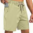 PRIVIMIX Mens Stretch 7 Inch Casual Shorts with Multi-Pocket Quick Dry Lightweight Shorts for Golf Summer (Brown, XXXL)