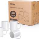 PYD Life Sublimation Mugs Blank 11 OZ Bulk Coffee Mugs White Ceramic Photo Cups Wholesale for Cricut Mug Press Tumbler Heat Press Print 36 Pack