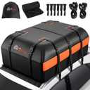 Car Rooftop Cargo Carrier Bag, 16 Cubic Feet Waterproof Car Topper Luggage Storage Bag with Large Capacity & Maximum Protection to Minivan SUV Vehicles w/wo Roof Rack, Non-Slip Mat, Door Hooks, Lock, Black