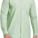 Mens Oxford Shirt Long Sleeve Button Down Shirt Regular Fit Casual Button Down Shirt with Pocket (Green, XXXL)