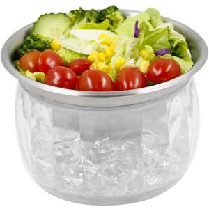 MorTime Ice Chilled Serving Bowl with Acrylic Ice Bowl Base, 20 OZ Cold Dip Salad Server Fruit Serving Dish for Dressing and More