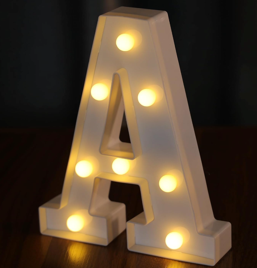  7-piece, Light Up Letters, Led Letter Lights, Decorative Lighted Letter, Battery Powered Led Marquee Letters for Party, R, M, Y, E, A