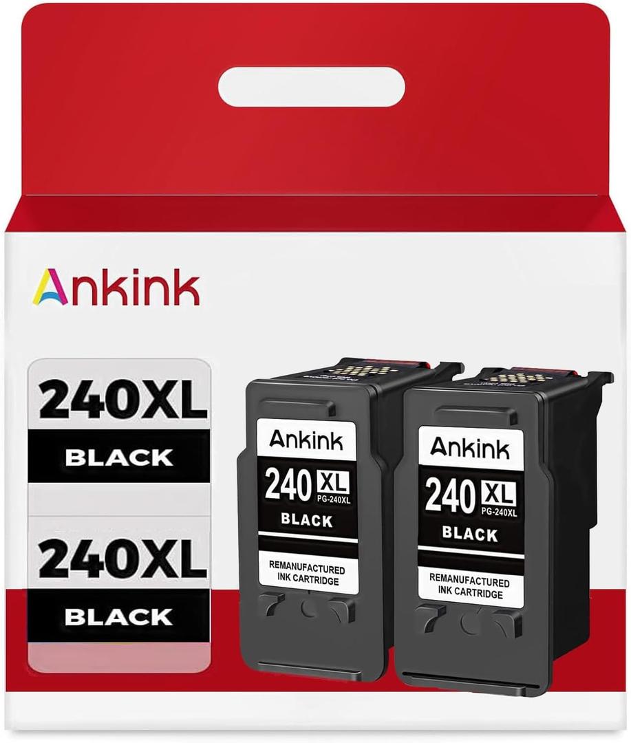 240 Black Compatible Ink Cartridges Replacement for Canon 240 240XL PG-240 XL Ink Cartridge Fit for MG3600 MG3620 TS5120 TS5100 MG3220 MG3520 MG2120 MX452 MX512 MX532(Black, 2-Pack)