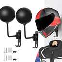 SANGMO 180° Motorcycle Helmet Rack, Rotation Metal Helmet Holder Wall Mounted Helmet Rack Motorcycle with 2 Hooks Helmet Hanger for Motorcycle Bike Coats, Caps, Baseballs and Rugby Helmet (1 Pack)