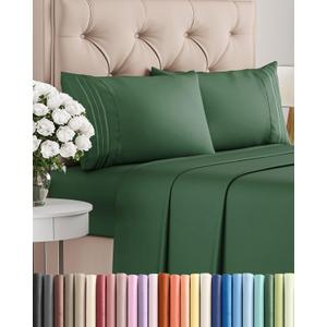 King Size 4 Piece Sheet Set - Comfy Breathable & Cooling Sheets - Hotel Luxury Bed Sheets for Women & Men - Deep Pockets, Easy-Fit, Soft & Wrinkle Free Sheets - Emerald Green Oeko-Tex Bed Sheet Set