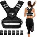 Yes4All Adjustable Weighted Vest 11-32lbs with Reflective Strip, Large Weight Vest for Strength Training for Men & Women (Black)