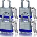 4 Pack Keyed Alike Padlocks High Security Padlocks with Same Keys 2.6''*1.7'' Heavy Duty Padlock with Key Locks with Same Keys Outdoor Use All Weather Resistant
