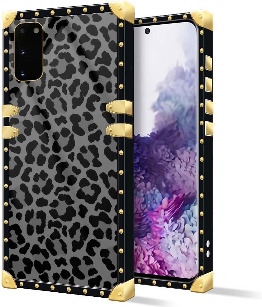 DAIZAG Compatible with Samsung Galaxy S20,B Black Leopard Case Luxury Elegant Women Girls Metal Decoration Corner Classic Retro Soft TPU Case for Samsung Galaxy S20