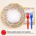 96Pcs Happy Birthday Party Supplies Confetti Sprinkles Plates and Napkins Disposable Sprinkles Theme Tableware Set for Kids Birthday Baby Shower Party Decorations Serves 24