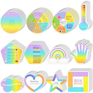 Crtiin 100 Pcs Sensory Strips Anxiety Calm Mindfulness Stickers Fidget Stress Breathing Sensory Sticker Different Textures Rough Tactile Tape for Mental Health Adults Desk Anxiety Relief(Vivid)