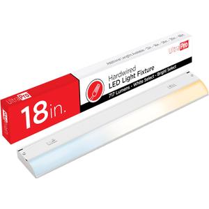 UltraPro 18 inch Hardwired Under Cabinet Lights, 3 Color Settings - 2700K/4000K/5000K - Warm White, Cool White, and Daylight, Under Cabinet Lighting, Dimmable Under Counter Lights for Kitchen, 45367