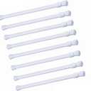 8 Pack Spring Curtain Tension Rods, 15.7-28 Inch Cupboard Bars Tensions Rods Adjustable Extension Rod for Bathroom Window Closet refrigerator bar DIY Projects (White)