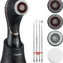 Facial Cleansing Brush Face Scrubber Exfoliator Rechargeable IPX7 Waterproof Electric Spin Cleanser Device for Exfoliating, Massaging and Deep Cleansing Removing Blackhead, Face Massaging (Black & Rose Gold)