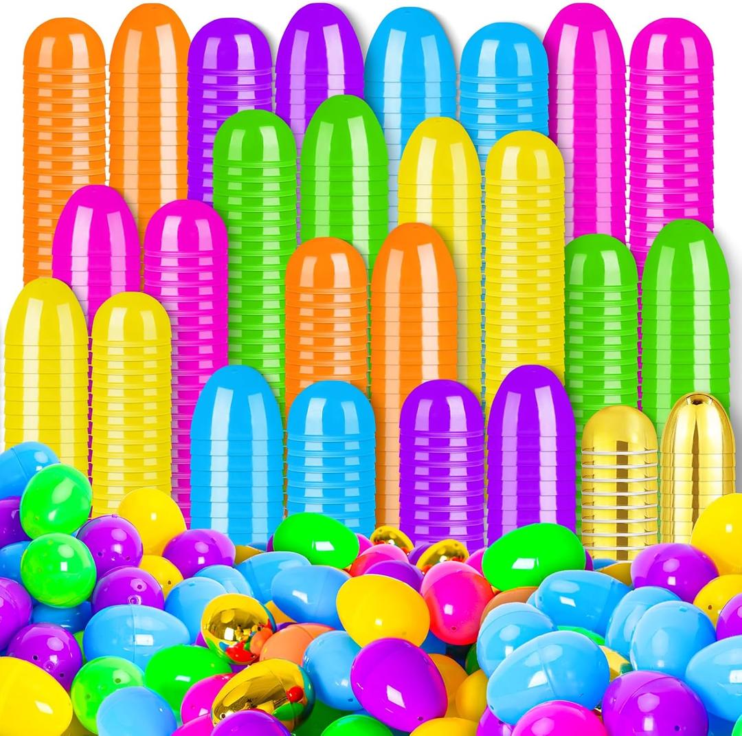 MGparty 150 Pcs Easter Eggs Empty, 2.36" Plastic Easter Eggs Bulk Fillable with 12 Golden Eggs, Bright Plastic Eggs for Easter Egg Hunt, Basket Stuffers, Party Favors, Easter Egg Hunt Supplies