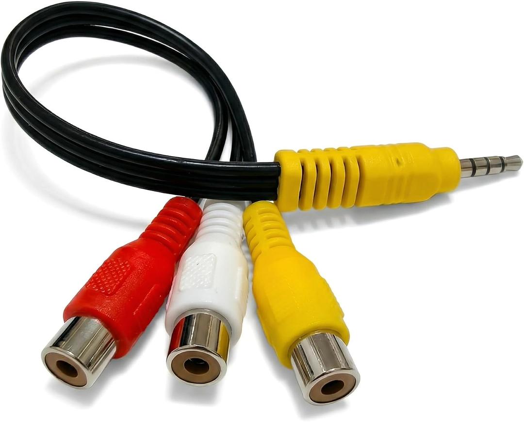 3 x AV Adapter, AV in Adapter Cable, 3.5mm Male to 3 RCA Female Video AV Component Adapter Cable for TV & Home Theater
