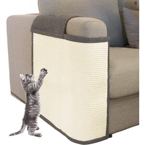 Cat Scratch Sofa Protector,Cat Scratching Couch Protector with 19.7''L*23.6''W Natural Sisal Cat Scratcher Mat for Protecting Couch Sofa Chair (Dark Grey/Right Hand)