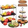 5 Pcs Wood Cupcake Stand Set, Wooden Dessert Table Display Trays 3 Tier Cupcake Tower Holder Round Rectangular Serving Tray Platter Cake Stand for Tea Party, Wedding, Birthday