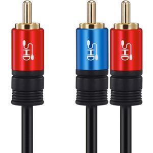 SHD RCA to 2RCA Subwoofer Cable Audio Cable 2RCA to 1RCA Bi-Directional RCA Y Adapter Premium Sound Quality Dual Shielded with Gold Plated Connectors-15Feet