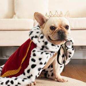 Lovelyshop pet Serial Lux Fur Red Cat Dog Cloak for Halloween Costumes, King Queen Prince and Princess Cosplay-M (Medium, Crimson)