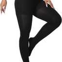 +MD Medical Compression Pantyhose for Women, Closed Toe 15-20mmHg Graduated Compression Support Tight, Black/Nude High Waist Compression Stocking (Medium/Large)