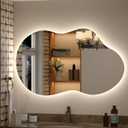 40x24 Inch Irregular Cloud LED Bathroom Mirror, Asymmetrical Backlit Bathroom Vanity Mirror, Anti-Fog, Dimmable, 3 Colors, Memory, Shatterproof (Horizontal/Vertical)