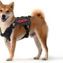 OneTigris Tactical Dog Harness Vest,No-Pull Service Dog Vest with Hook & Loop Panels,Adjustable Dog Vest Harness for Walking Hiking Training(Black,XS)