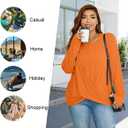 HOTGIFT Womens Tunic Tops Long Sleeve Shirts Fall Winter Casual Crewneck Sweaters Front Twist For Leggings (Orange)