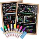 Stondino First Day of School Sign-16"x12"Wooden First and Last Day of School Board Double Sided Chalkboard with 8 Liquid Chalk Markers, Reusable Back to Schools Sign for Kindergarten Preschool (10PCS)