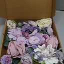 Kisflower Purple Artificial Flowers Combo Cake Flowers Decorations Fake Peony Silk Roses Gift Box for DIY Wedding Bridal Bouquet Centerpieces Arrangements Party Baby Shower Holiday Decor (Purple)