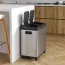 iTouchless 16 Gallon Stainless Steel Dual Compartment Sensor Kitchen Trash Can and Recycle Bin with Wheels – 60L Rectangular Garbage Can with Touchless Motion Sensor Lid & Removable Inner Buckets