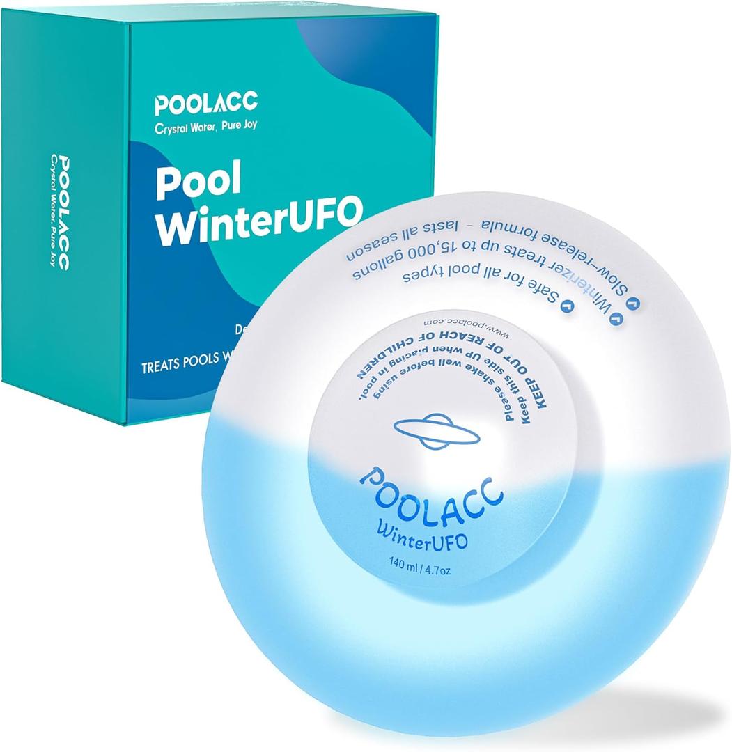 POOLACC 4-in-1 Winter Pool Closing Kit for Above-Ground & In-Ground Pools, Treats Up to 15,000 Gallons Pool Winterizing Kit, Long-Lasting Easy-to-Use Swimming Pool Clarifier & Enzyme (1-Pack)
