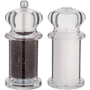 Trudeau 5.5" TRADITION SHAKER 2 in 1 Salt and Pepper Mill, Clear