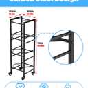 4 Tier 5 Gallon Water Jug Holder with 4 Lockable Wheels - Water Bottle Rack Organizer with Movable Casters, Heavy Duty Water Storage Rack Dispenser Stand for Kitchen Office Garage/Black