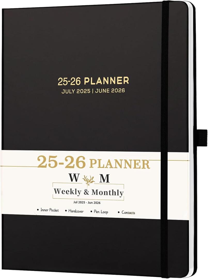 2025-2026 Planner - 2025-2026 Planner Weekly and Monthly, 8" 10", July 2025 - June 2026, Inner Pocket, Elastic Closure, Pen Loop, Bookmarks, Note Pages