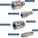 3/8 Inch 3/8'' Pressure Washer Quick Connect Fittings Stainless Steel Adapter Set for NPT Male and Female Thread Kit