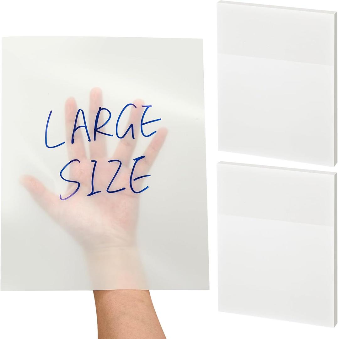 Gueevin 100 Sheets 8.5 x 11 Inch Transparent Sticky Notes, Extra Large Clear Self Sticky Notes, 2 Pads Waterproof Jumbo Translucent Paper, Office Supply(Blank Style)