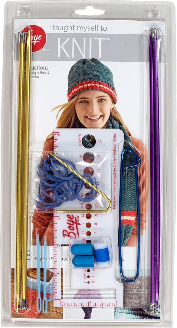 Boye 3616400000M Learn to Knit Kit for Beginners, Makes 18 Projects, 21pcs
