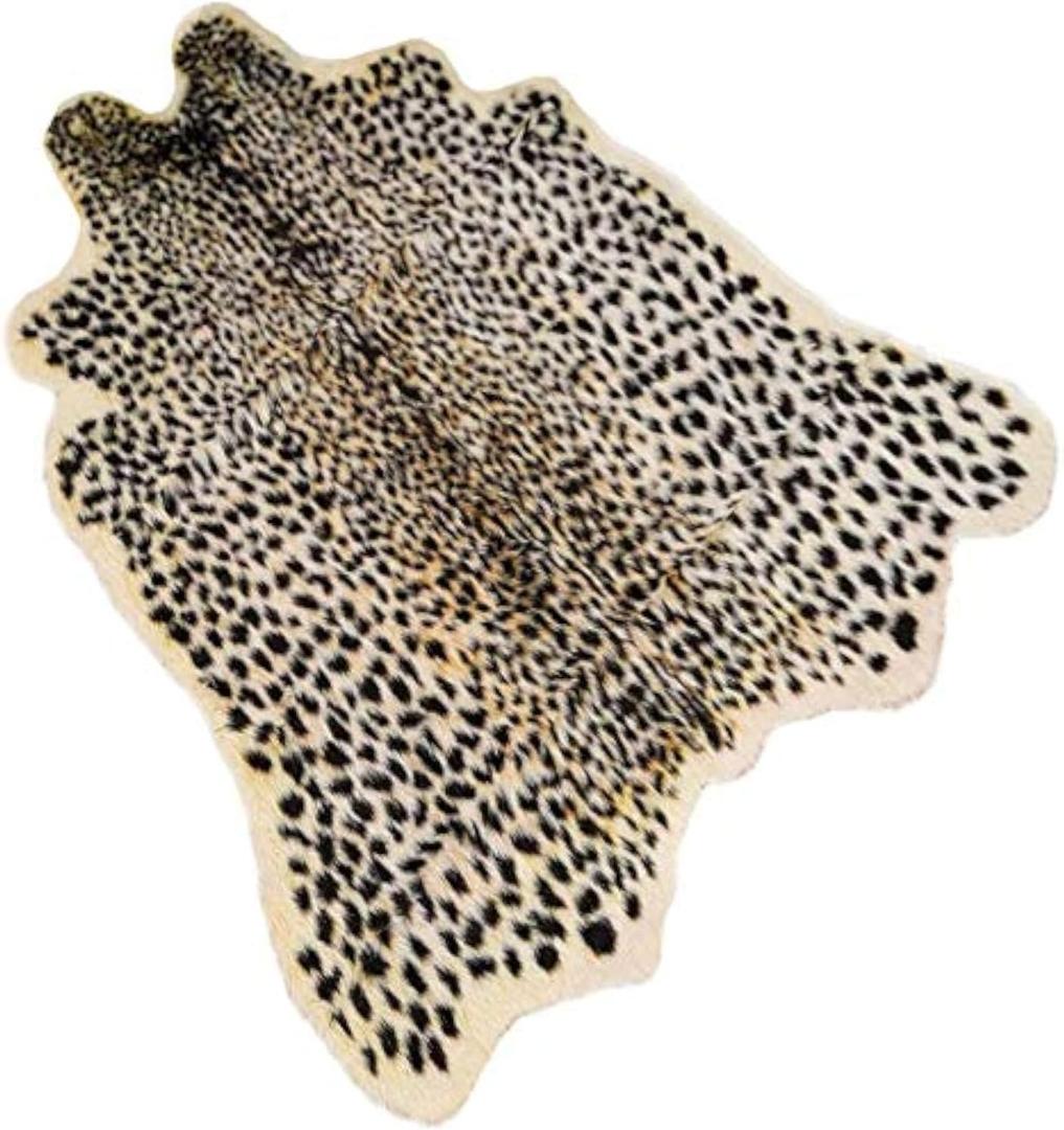 Leopard Print Rug, Faux Cowhide, Artificial Carpet, Simulation Cowhide, Leopard, Tiger, Zebra, Cowhide Mat Animal Print Area Rug Hide Faux Carpet (A) / 40x37inch,3.3x3.1ft