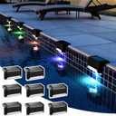 Solar Pool Side Lights Outdoor 8 Pack, Light up Swimming Pool Accessories, Solar Deck Lights Waterproof Led for Stairs, Step, Fence, Yard, Patio, and Balcony(Color Changing)