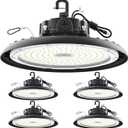 High Bay Lights LED UFO Light 240W LED Shop Lights 6000K IP65 Commercial Bay Lighting Fixture 43200 LM Super Bright, 5ft Cable Plug & Play for Warehouse Factory Garage Workshop Barn 4 Pack