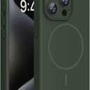 Miracase Magnetic for iPhone 15 Pro Case, [Soft Anti-Scratch Microfiber Lining], Compatible with MagSafe, Liquid Silicone Shockproof Drop Protection Phone Case for 15 Pro, Dark Green